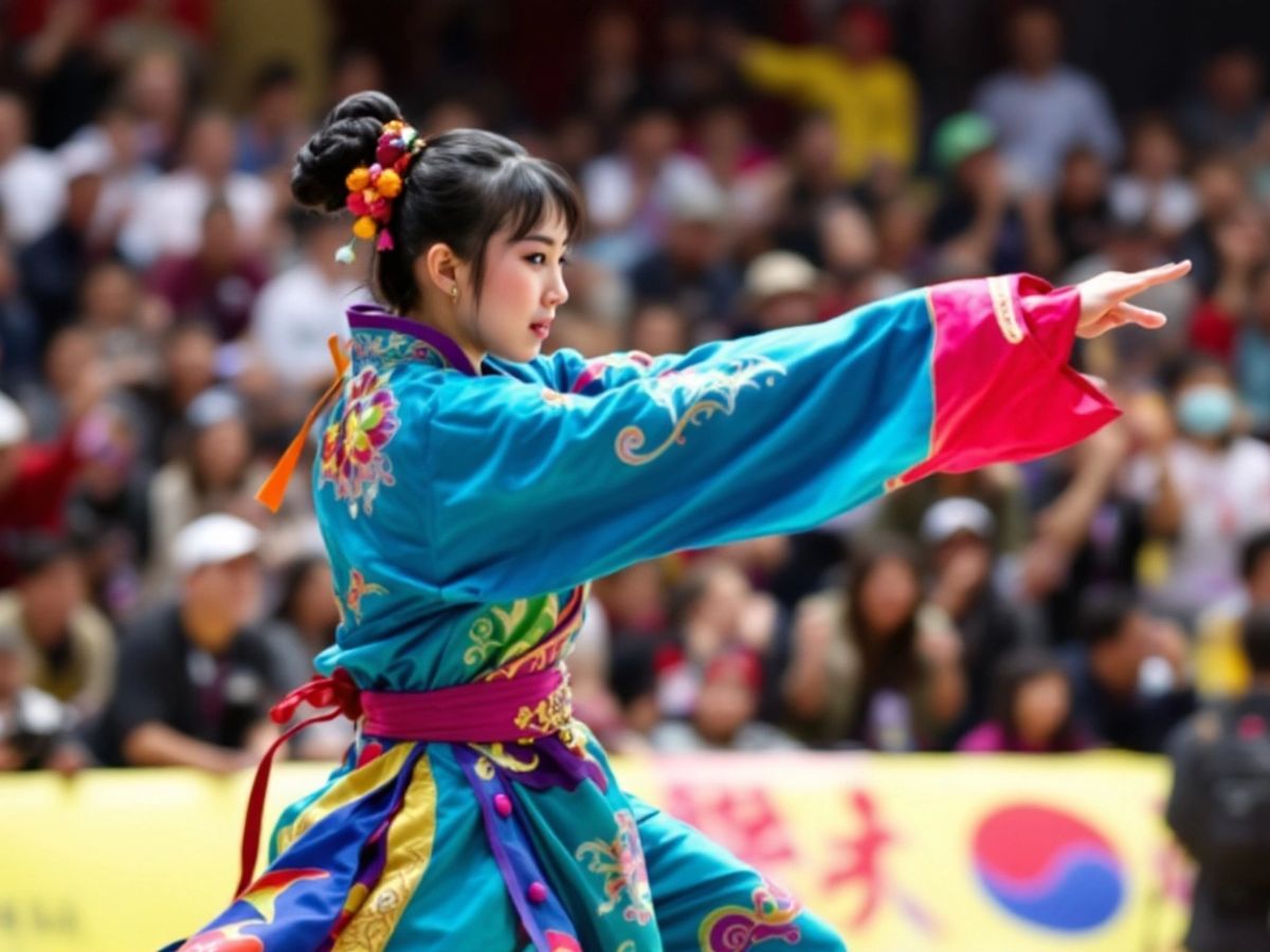 Martial Art Wushu Cheong Min Performing Martial Arts In Vibrant Costume.